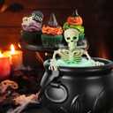 Halloween Indoor Outdoor Decorations, Large Witches Cauldron Set with Skeleton - Black Witch Themed Skeleton Halloween Party Decor for Table Desk Mantel Room Home