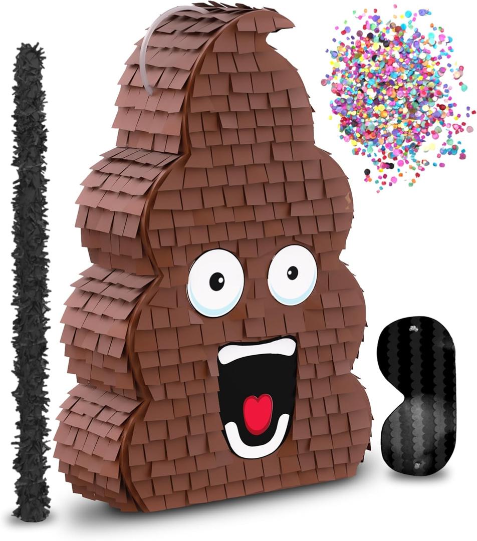 Jergrim Funny Poop Piata 4-Piece Set perfect for Birthday Parties, Decorations, Emoticon Parties, Fun shape, Great Party Addition for kids, teens, and adults (17X10) Durable!
