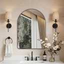 ANDY STAR Arched Mirror, 20 x 28 Inch Black Wall Mirror in Stainless Steel Metal Frame, Arch Top Rounded Corner 1 Inch Deep Set Design Wall Mount Hangs Vertical