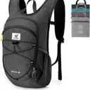 SKYSPER 15L Foldable Hiking Backpack Lightweight Packable Travel Daypack with Chest Strap Small Folding Pack for Walking (Black)