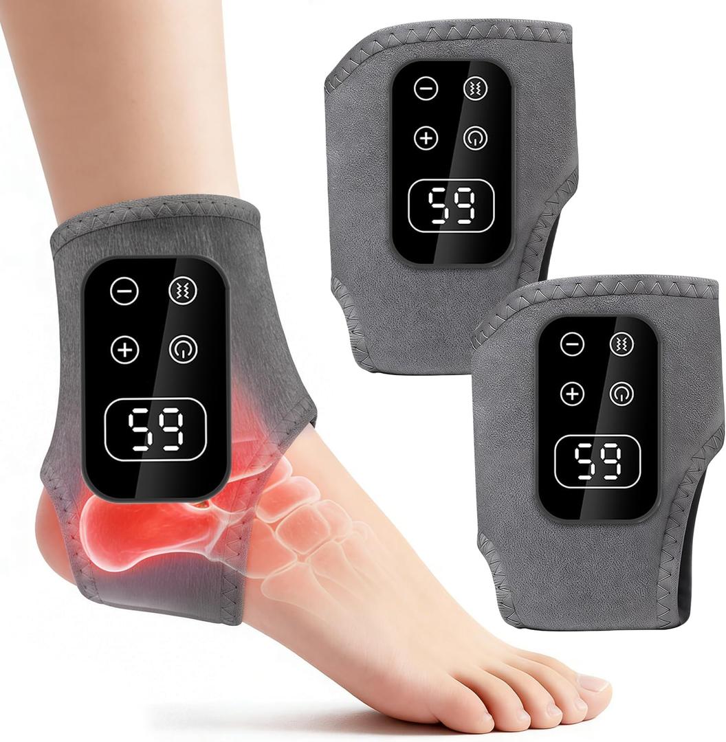 Foot Advanced Triple Method Massager for Neuropathy and Plantar Fasciitis, Cordless Foot Massager with Heat and Vibration, Portable for Home Travel UseGray 2pcs