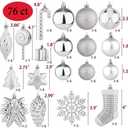 Sattiyrch 76ct Christmas Tree Ornaments Set,Silver Shatterproof Christmas Balls Decorations,Xmas Decorative Hanging Ornaments(Silver)