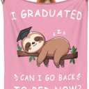 Funny Graduation Gifts Her & Him, Practical Throw, College Graduation Blanket for Women & Men, Nurse, 2026 Grad Gifts for Master Degree, High School, PHD, Sloth Blanket (Pink, 60"x50")