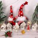 2 x sulanmo 1 Set Christmas Wooden DIY House Xmas Unfinished Wooden Village Mini House Landscape Decors for Xmas Party Tabletop Mantle Decor