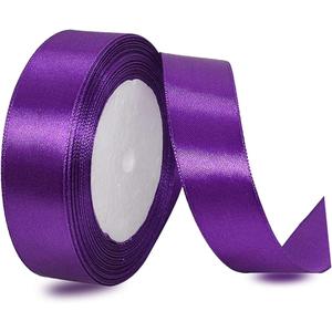 Purple Satin Ribbon 3/4 Inch x 25 Yards, Solid Color Fabric Ribbon for Gift Wrapping, DIY Crafts, Hair Bows Making, Wreath, Wedding Party Decoration and Sewing Projects