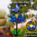 Solar Wind Spinners Outdoor, Butterfly Solar Wind Spinner with Cracked Ball Lights,Garden Spinners for Yard, Garden, Patio, Lawn Decor