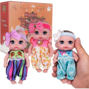 6" Cute Small Baby Doll Newborn Baby All Vinyl Reborn Baby Dolls for Girls Swivel Mini Dolls 16 cm Crying Baby DIY Toys for Ages 3
