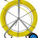 8MM 150M Fiberglass Duct Rodder Conduit Fish Tape Cable Puller Electrical Wire Puller Fiberglass Running Rod Wheel with Cage