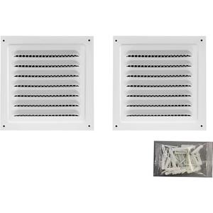 2pcs Attic Vent Soffit Vent Aluminum Wall Vent Metal Shed Vent Square Vent Louver Vent Grille with Built-in Insect Screen for Exterior Door House Attic Garage Ceiling (White 6" x 6"-2 Pack)