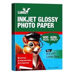 Uinkit 100 Sheets Thick Inkjet Glossy Photo Paper Picture 8.5x11 62lb 230g 11.1mil Cardstock Postcard Brochure For Dye Ink Inkjet Printer