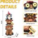 Garden Gnomes Outdoor Statue: 11'' Highland Cow Decor with Welcome Sign Funny Triple Yard Decorations with Solar Light Unique Birthday Gifts for Women Mother Grandma