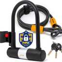 Bike U-Lock - Sigtuna Bike Lock Heavy Duty Anti-Theft with 4ft/1.2m Cable, Bicycle U-Lock with Sturdy Mounting Bracket for Mountain Bikes, Ebikes, Scooters (Orange)