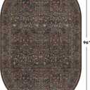Dark Brown Vintage Oval 5x8 Area Rug, Washable Boho Floral Carpet for Dining Room Under Kitchen Table, Bedroom Beside Bed, Office - Oriental Low Pile Non Slip & Stain Resistant