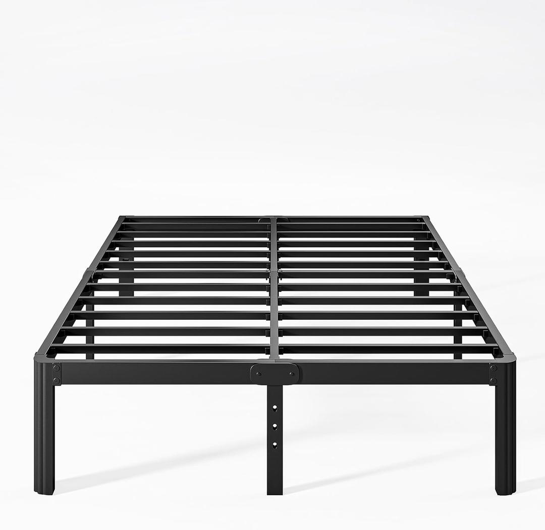 12 Inch High Platform Queen Bed Frame No Box Spring Needed, Metal Bed Frame Queen Size, Noise Free, Easy Assembly, Heavy Duty, Black