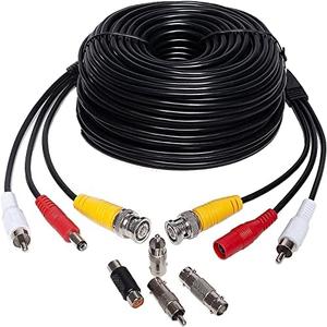 100ft 3-in-1 BNC Security Camera Cable – Pure Copper Audio Video Power Wire for CCTV, DVR, Surveillance Systems – Premium All-in-One Cable with BNC & RCA Connectors – Superior Signal & Noise Reduction
