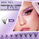 DIY Lash Extension Kit 280pcs Individual Lashes Cluster D Curl Eyelash Extension Kit Lash Clusters with Lash Bond and Seal and Lash Applicator Tool for Self Application (KIT,40D-D-9-16MIX)