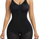 YIANNA Fajas Colombianas Moldeadoras Postpartum Shapewear for Women Tummy Control Butt Lifter Body Shaper with Zipper Crotch (Black, XL)