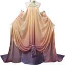 CosFantasy Women's Cosplay Costume Dress Gown Gradient Chiffon Satin Dress Halloween Outfit (Large, Multicolored)