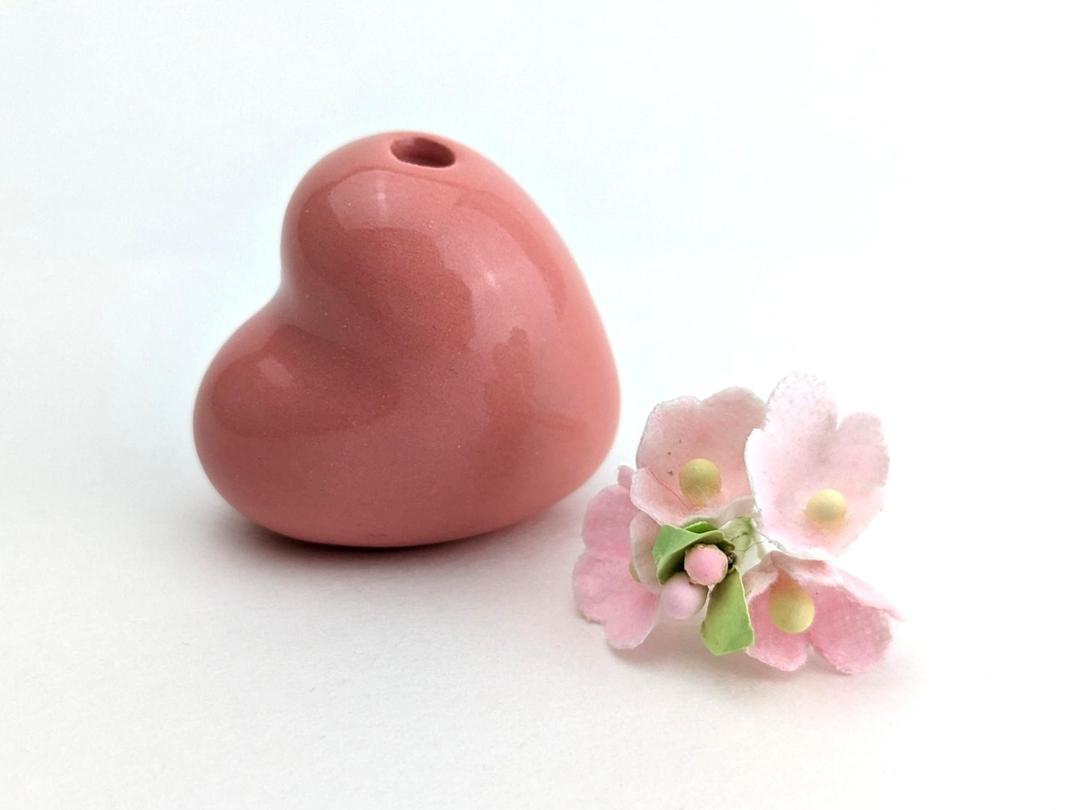 baby pink ceramic vase set of 3 heart shape