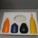 Colorful Ceramic Bud Vases Set of 5 - Multicolor Yellow, Orange, Blue Small Vases for Home Decor - Ideal for Living Room, Kitchen, Office, Bathroom, Mantle, Entrance, Farmhouse & Coffee Table Decor