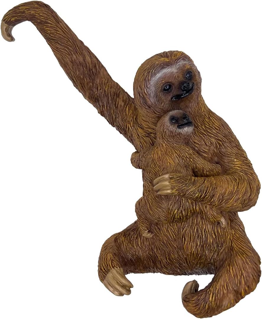 Mother & Baby Sloth Fence Hanger  Outdoor Hanging Sloth Statue for Garden, Patio, Porch, or Fence  Whimsical Hand-Painted Sloth Decor  Durable Resin Indoor & Outdoor Figurine