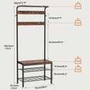 NEWBULIG Coat Rack, Hall Tree with Shoe Bench, 4-in-1 Entryway Organizer with 10 Hooks and Storage Shelf, Rustic Wood Entryway Bench for Mudroom, Living Room, Bedroom, Brown