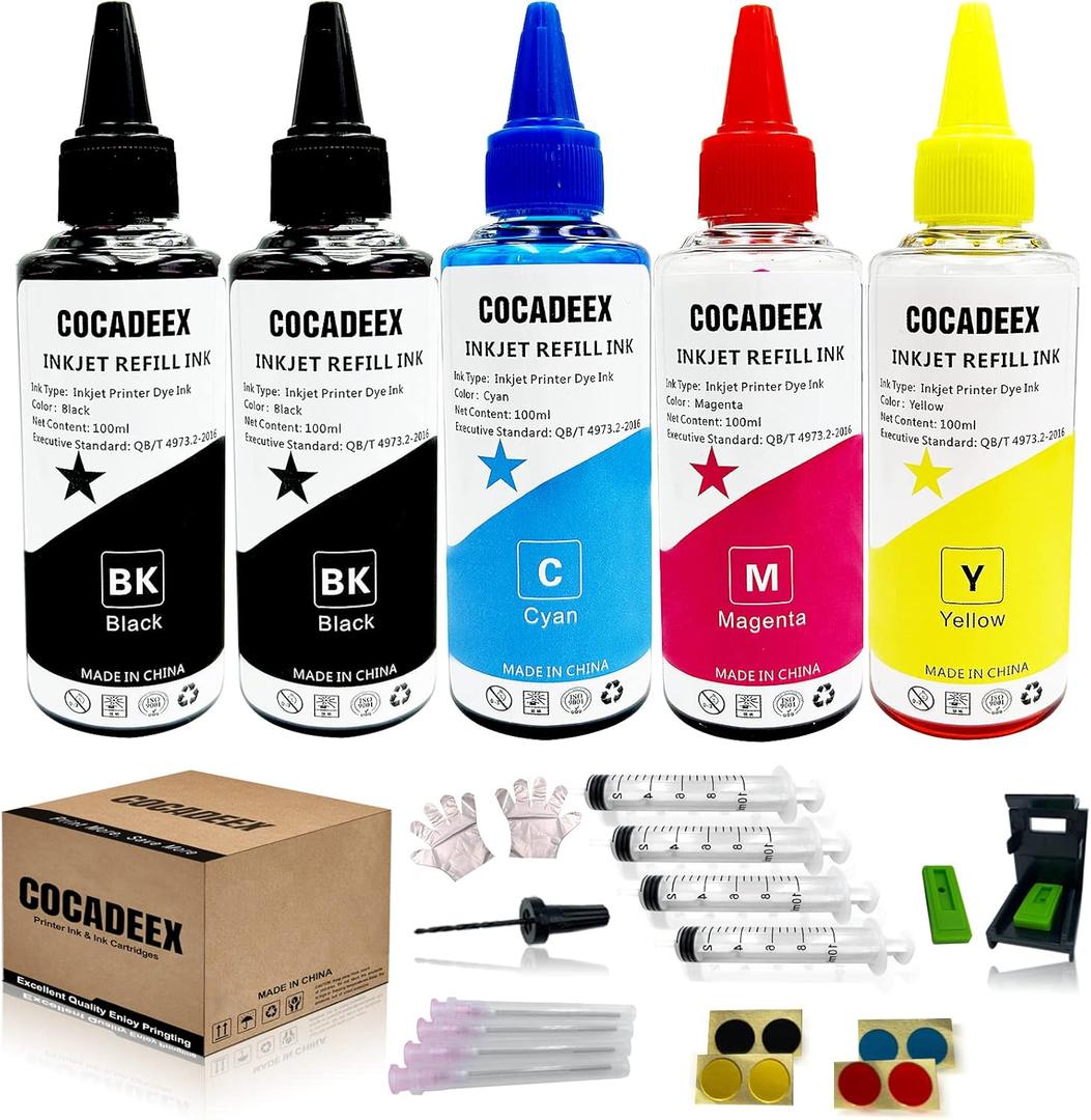 COCADEEX 500ml Ink Refill Kit Works with PG-285XL CL-286XL Ink Cartridges,Compatible with PIXMA TS7720 TS7722 TR7820 Printer
