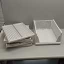 Pinkpum 5 Pack Stackable Plastic Storage Closet Organizers and Storage Bins Drawer Shelf Storage Container for Wardrobe Cupboard Kitchen Bathroom Office White