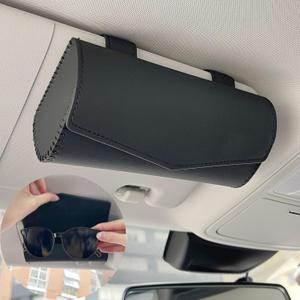 Sunglasses Holder for Car, Universal Car Visor Sunglass Case for Multiple Glasses, Auto Eyeglasses Organizer Protective Box with Hidden Magnetic Closure Car Accessories for Man and Woman(Black)