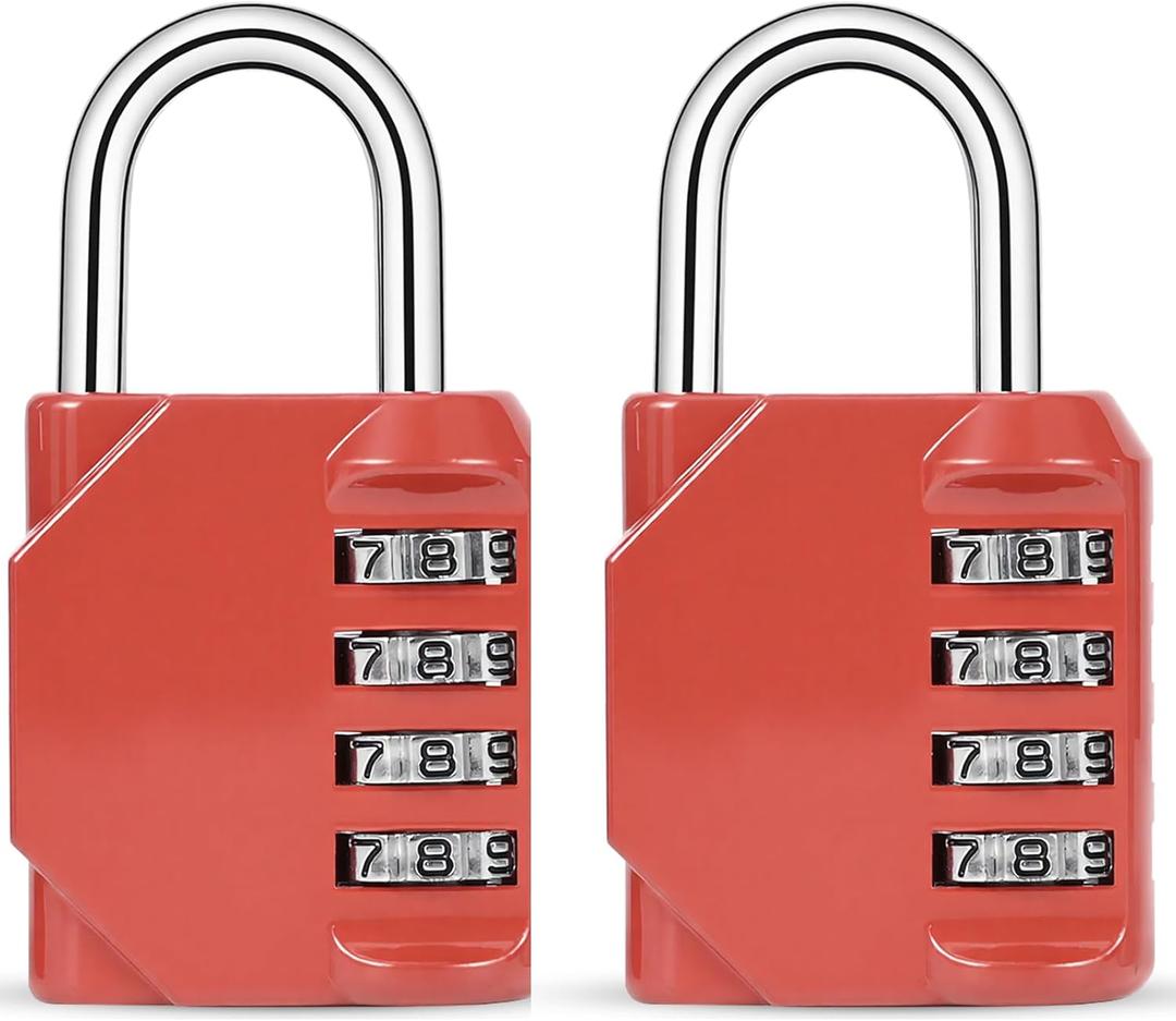 4 Digit Combination Lock for Lockers - Resettable Keyless Locker Lock with Side Window, Digital Padlock for Gym, School, Storage, Toolbox, Gate & Shed(Red)