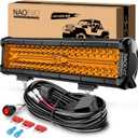 NAOEVO 12 Inch LED Light Bar, 300W 30000LM LED Offroad/Driving/Fog Lights with Wiring Harness Kit, Spot Flood Work Lights for Truck UTV ATV Golf Cart Boat, 1 Pc (Amber)