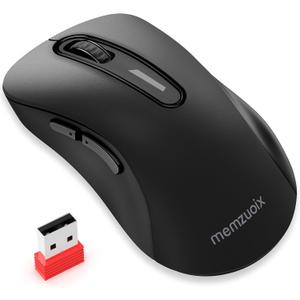 memzuoix 2.4G Wireless Mouse, 1400 DPI Computer Mice with USB Receiver, Portable Wireless USB Battery Powered Cordless Mouse for Laptop, PC, Desktop, 5 Buttons (Matte Black)