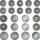 22 Pcs Mother of Pearl Shell Buttons, Natural Gray MOP Shell Buttons Bulk for Men Women 4 Hole Mother of Pearl Button (Grey, 3 Sizes: 15mm, 18mm, 20mm)
