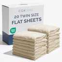 Bulk Case Pack of 20 Flat Sheets - Twin Size Flat Sheets - Cream