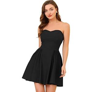 Allegra K Women's Sexy Mini Dress Strapless Sweetheart Neck Off Shoulder Sleeveless Tube Party Dresses XL