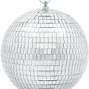 Mirror Disco Ball Decor with Hanging Ring 8" Large Silver Disco Ball Ornament for Disco Party Decorations,70s Theme Party, DJ, Wedding, Birthday,Christmas