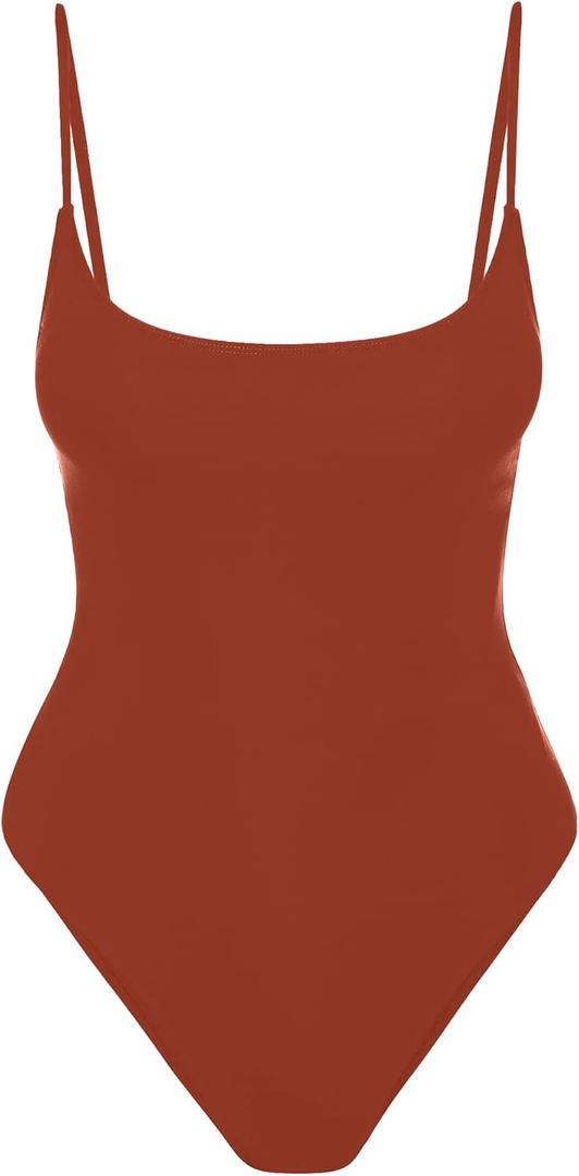 Narecte Sexy One Piece Bathing Suit for Women Tummy Control High Cut One Piece Swimsuit Women's (18-20, Red) XL