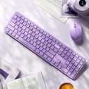 Wireless Keyboard and Mouse Combo - seenda Full Size 2.4G USB Wireless Keyboard Mouse Set, Quiet Cordless Computer Keyboard Mouse for Windows, Laptop, PC - Purple