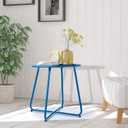 Meluvici Patio Outdoor Side Table Waterproof Round Metal Steel Small Side Table Weather Resistant Portable Outdoor and Indoor End Table for Garden Balcony Yard, Navy Blue