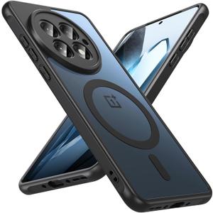 Magnetic for OnePlus 13 Case [Compatible with MagSafe] Translucent Matte Shockproof Slim Fit Military Grade Drop Proof Protection Anti-Fingerprint Cover Phone Case for OnePlus 13 5G 2025(Black)