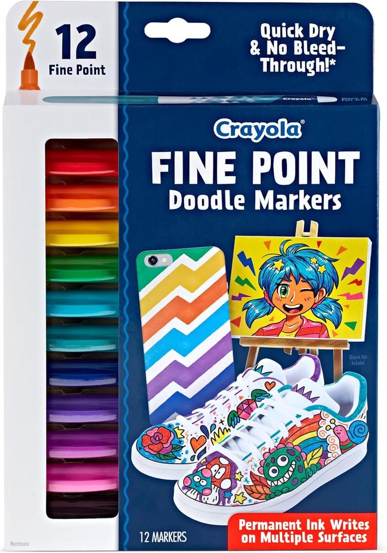 Crayola Doodle Markers, Fine Point, Assorted Barrel Colors/Multicolor Ink, Pack Of 12 Markers Crayola Doodle Markers, Fine Point, Assorted Barrel Colors/Multicolor Ink, Pack Of 12 Markers