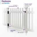 3ft H x 3.5ft W No Dig WamBam All American Flat Top Gate Kit, White Vinyl Picket Yard Entry with Hardware, Outdoor Access Door for Patio & Yard, ZP19085