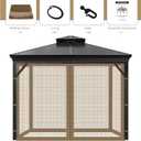 Gazebo Universal Replacement Mosquito Netting, 10'x12' Gazebo Netting Outdoor, 4-Panel Screen Walls for Outdoor Patio with Zipper (Mosquito Net Only) (Brown)