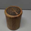 Kimona Food Jars & Canisters Acacia Wood round wooden storage jar with Lid Tree Of Life Engraved on Lid Storage Container for Kitchen (4.5" X 4.5" X 6")