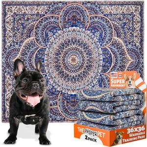 Super Absorbent Washable Pee Pads for Dogs 36x36 - 2 Pack Reusable Puppy Potty Training Mats - Cloth Whelping Blankets - Waterproof, Urine Leak-Proof & Non-Slip for Playpen Floor Carpet