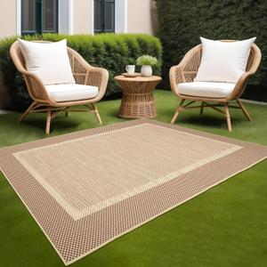 ILANGO Jute Area Rugs for Outdoor, Patio Woven Washable Rugs 5'x7', Natural Farmhouse Rugs for High Traffice Areas, Non Slip Carpet with Rubber Backing for Patio Backyard Balcony Porch