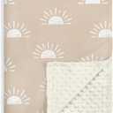 Sun Minky Baby Blanket 30 x 40 Inches for Boys Girls, Soft Plush Receiving Blanket with Dotted Back, Gift for Toddler Newborn Infant Christmas Birthday Baby Shower