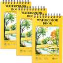 Watercolor Paper Pad 3 Pack 5.5" x 8.5" Sketch Book 90 Sheets 140lb (300gsm) Spiral Bound Acid-Free Heavyweight Water Color Paper for Adults Kids Beginners Artists Students Mixed Media Markers