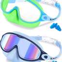 2 Pack Kids Swim Goggles with Nose Cover for 3-12 Anti-UV Anti-Fog Pool Water Swimming Goggles Boys Girls Youth Toddler