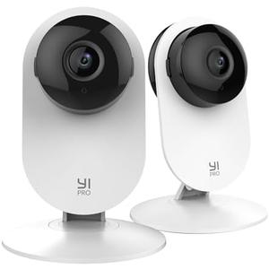 YI Pro 2K Home Security Camera, 2.4Ghz Indoor Camera with Person, Vehicle, Animal Detection, Phone App for Baby, Pet, Dog Monitoring, Compatible with Alexa and Google Assistant, 2 Pcs